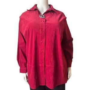 Croft & Barrow Stretch Button Up Long Sleeve Size 2X in Brick Red